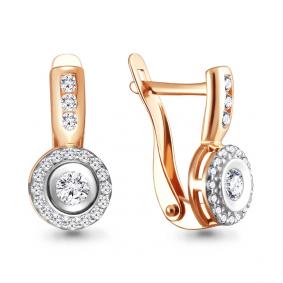 Золотые серьги AQUAMARINE 46347А с фианитом 46347А фото