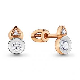 Золотые серьги AQUAMARINE 46349 с фианитом 46349 фото