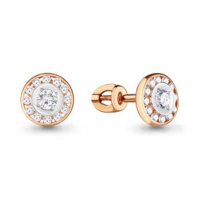 Золотые серьги AQUAMARINE 46350А с фианитом 46350А фото