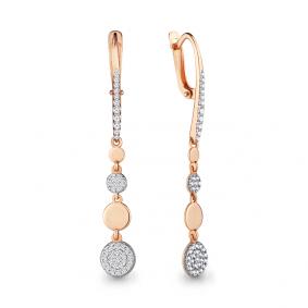 Золотые серьги AQUAMARINE 46386А с фианитом 46386А фото