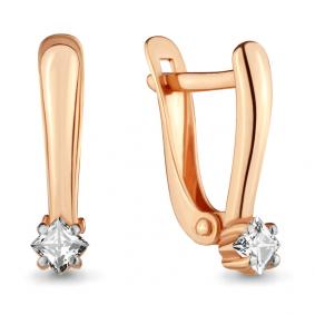 Золотые серьги AQUAMARINE 46387 с фианитом 46387 фото