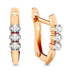 Золотые серьги AQUAMARINE 46389 с фианитом 46389 фото