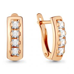 Золотые серьги AQUAMARINE 46390 с фианитом 46390 фото