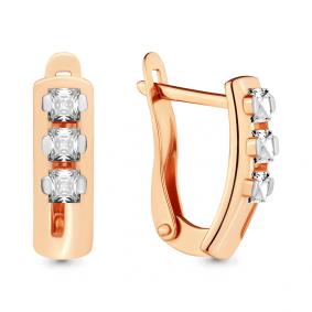 Золотые серьги AQUAMARINE 46391 с фианитом 46391 фото