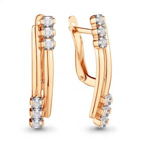 Золотые серьги AQUAMARINE 46393 с фианитом 46393 фото