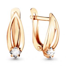 Золотые серьги AQUAMARINE 46398 с фианитом 46398 фото