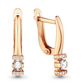 Золотые серьги AQUAMARINE 46400А с фианитом 46400А фото
