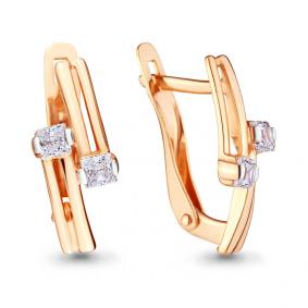 Золотые серьги AQUAMARINE 46402 с фианитом 46402 фото