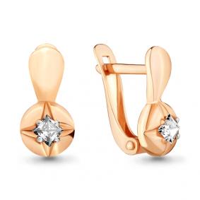 Золотые серьги AQUAMARINE 46405 с фианитом 46405 фото