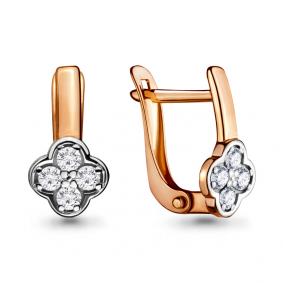 Золотые серьги AQUAMARINE 46421 с фианитом 46421 фото