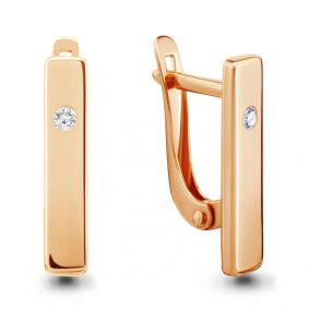 Золотые серьги AQUAMARINE 46462 с фианитом 46462 фото