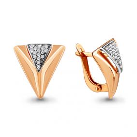 Золотые серьги AQUAMARINE 46501А с фианитом 46501А фото