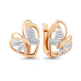 Золотые серьги AQUAMARINE 46504А с фианитом 46504А фото