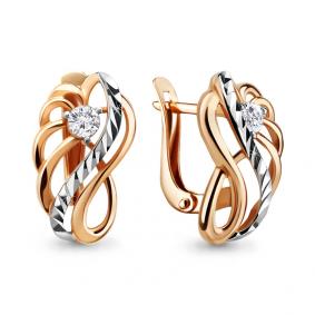 Золотые серьги AQUAMARINE 46514 с фианитом 46514 фото