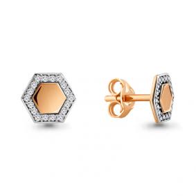 Золотые серьги AQUAMARINE 46567А с фианитом 46567А фото