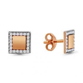 Золотые серьги AQUAMARINE 46569А с фианитом 46569А фото