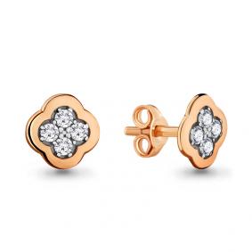 Золотые серьги AQUAMARINE 46577А с фианитом 46577А фото