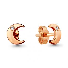 Золотые серьги AQUAMARINE 46594 с фианитом 46594 фото