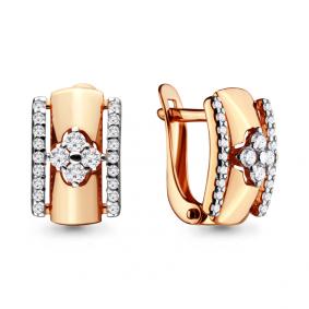 Золотые серьги AQUAMARINE 46599А с фианитом 46599А фото