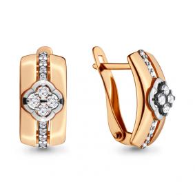 Золотые серьги AQUAMARINE 46600А с фианитом 46600А фото