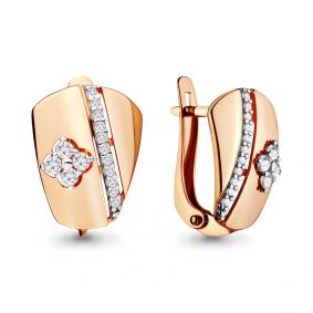 Золотые серьги AQUAMARINE 46603А с фианитом 46603А фото