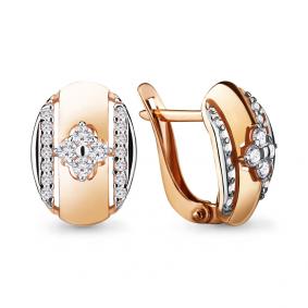 Золотые серьги AQUAMARINE 46604А с фианитом 46604А фото