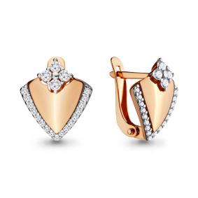 Золотые серьги AQUAMARINE 46607А с фианитом 46607А фото