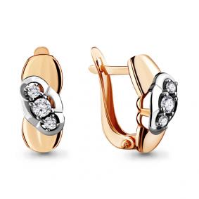 Золотые серьги AQUAMARINE 46608 с фианитом 46608 фото