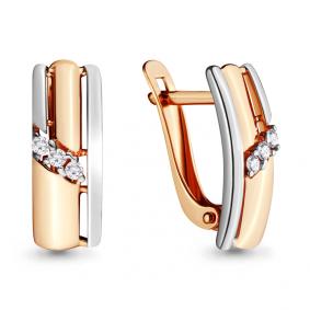 Золотые серьги AQUAMARINE 46614 с фианитом 46614 фото