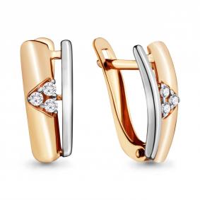 Золотые серьги AQUAMARINE 46615 с фианитом 46615 фото