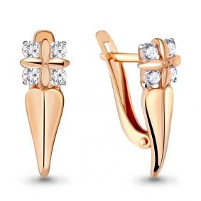 Золотые серьги AQUAMARINE 46630 с фианитом 46630 фото