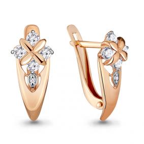 Золотые серьги AQUAMARINE 46631А с фианитом 46631А фото