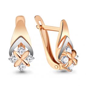 Золотые серьги AQUAMARINE 46633 с фианитом 46633 фото