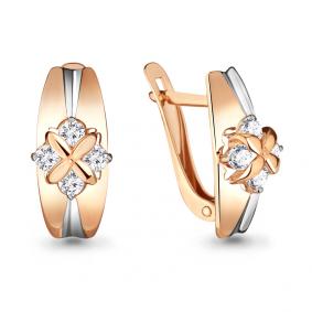 Золотые серьги AQUAMARINE 46635 с фианитом 46635 фото