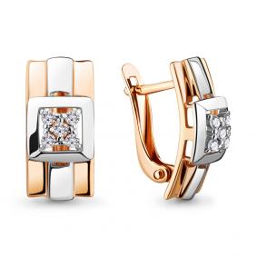 Золотые серьги AQUAMARINE 46638 с фианитом 46638 фото