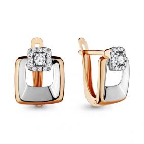 Золотые серьги AQUAMARINE 46642А с фианитом 46642А фото