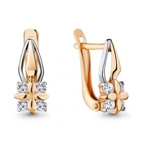 Золотые серьги AQUAMARINE 46668 с фианитом 46668 фото