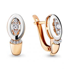 Золотые серьги AQUAMARINE 46676А с фианитом 46676А фото