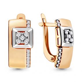 Золотые серьги AQUAMARINE 46677А с фианитом 46677А фото