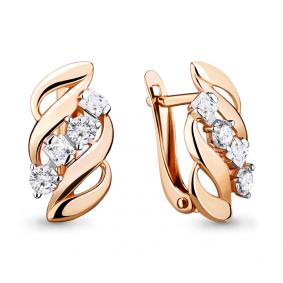 Золотые серьги AQUAMARINE 46682 с фианитом 46682 фото