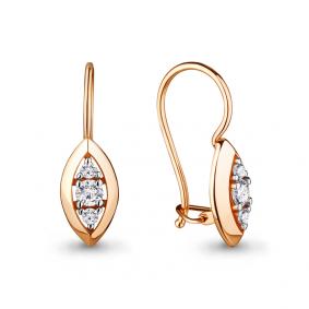 Золотые серьги AQUAMARINE 46683 с фианитом 46683 фото