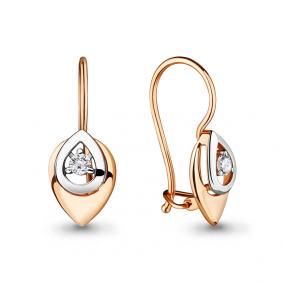 Золотые серьги AQUAMARINE 46684 с фианитом 46684 фото