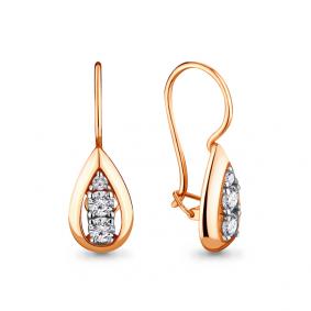 Золотые серьги AQUAMARINE 46686 с фианитом 46686 фото