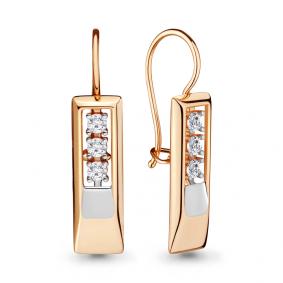 Золотые серьги AQUAMARINE 46688 с фианитом 46688 фото