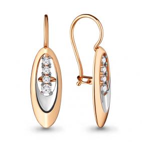 Золотые серьги AQUAMARINE 46689 с фианитом 46689 фото