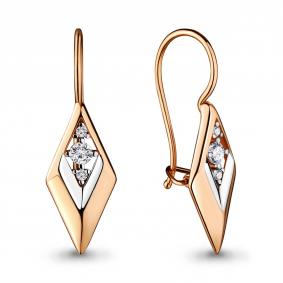 Золотые серьги AQUAMARINE 46691 с фианитом 46691 фото