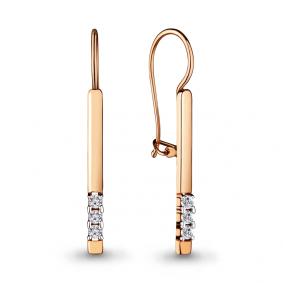 Золотые серьги AQUAMARINE 46692 с фианитом 46692 фото