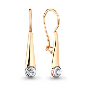 Золотые серьги AQUAMARINE 46694 с фианитом 46694 фото