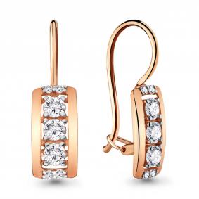 Золотые серьги AQUAMARINE 46695А с фианитом 46695А фото