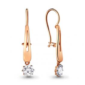 Золотые серьги AQUAMARINE 46697 с фианитом 46697 фото